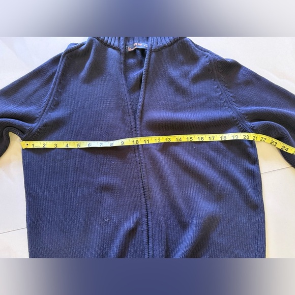 ZARA Man Textured Full Zip Pullover in dark Navy cotton size Large knit - Picture 12 of 16